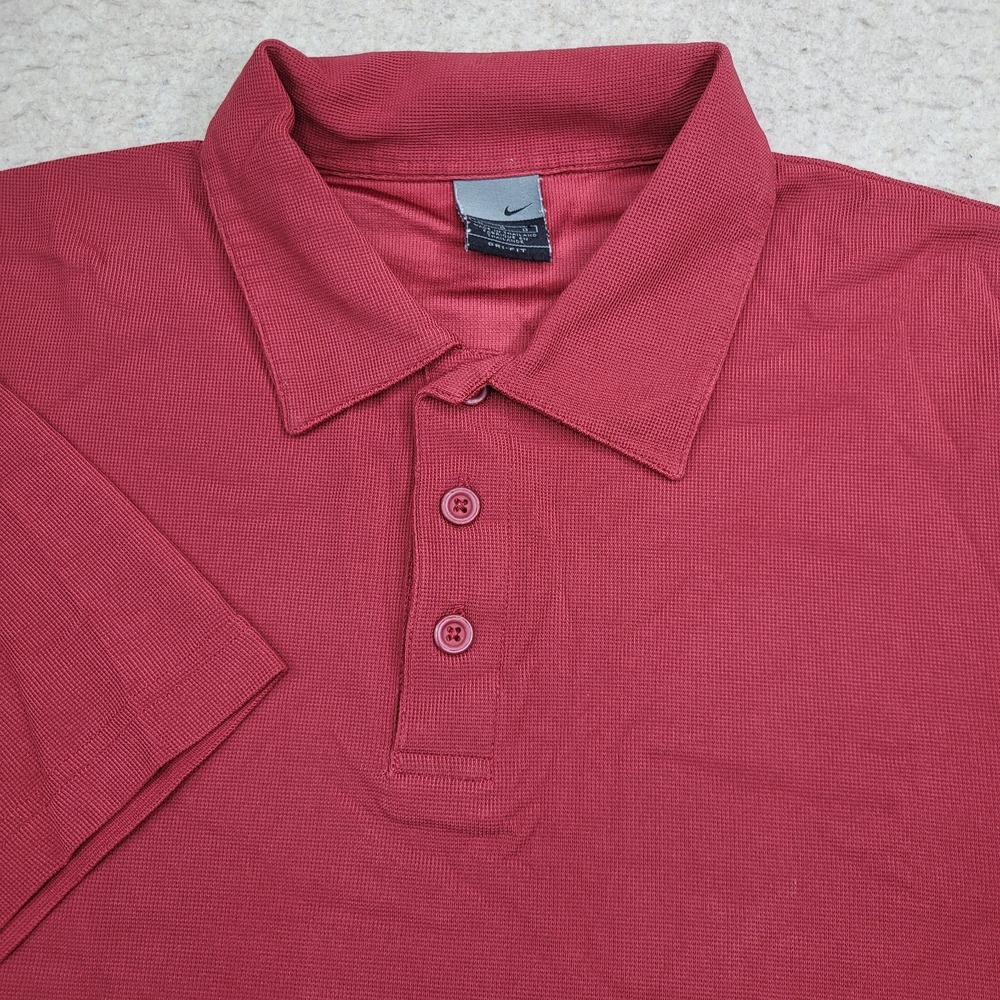 Vintage Nike Dri Fit Golf Polo Shirt Mens Large Red Short Sleeve Performance Y2K